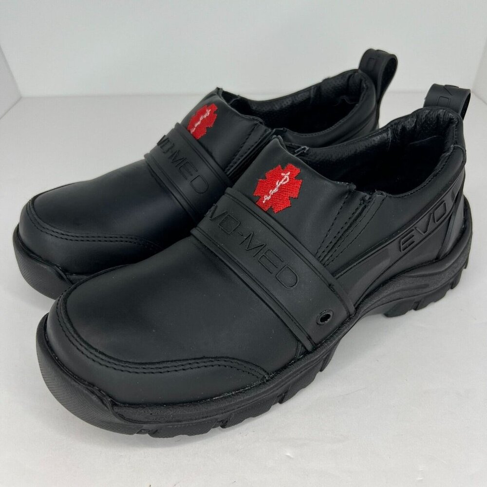 Evo Womens Black Casual Solid Medical Grade Low Top Size 7.5 Slip-On Work Shoes